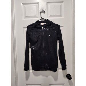 Quacker Factory Woman's XSmall black zip up hoodie‎ with sequins and pockets